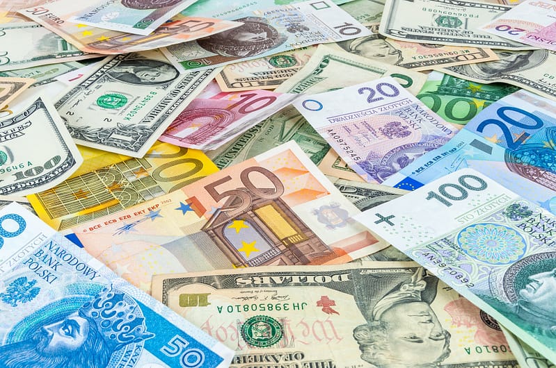 Dollar, euro and polish zloty money background